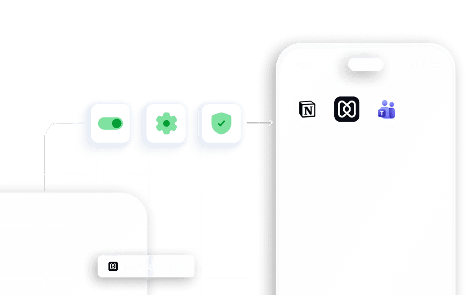 Mobile applications displayed with predefined settings applied, representing automated app configuration and consistency.