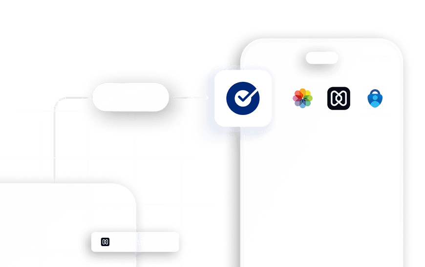 Mobile device showing required apps enforced by policy, indicating mandatory app installation and compliance enforcement.