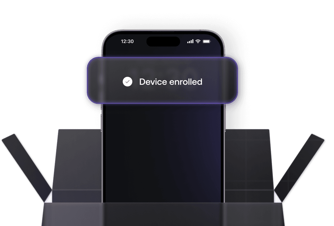 Illustration of zero-touch Apple device enrollment using Hexnode UEM, enabling effortless onboarding through automated workflows.