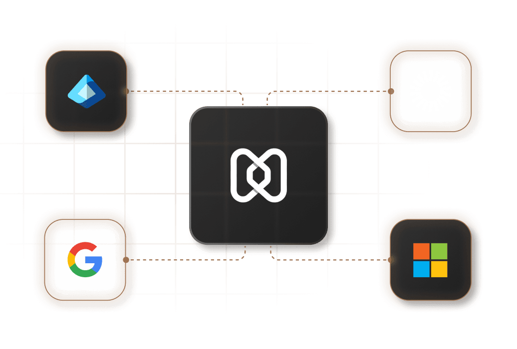 Visual demonstrating identity-based access with Hexnode Access, featuring integrations with major authentication providers.