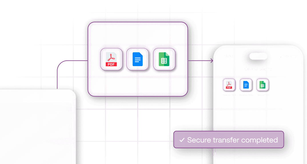 Several files being transferred from one device to another.